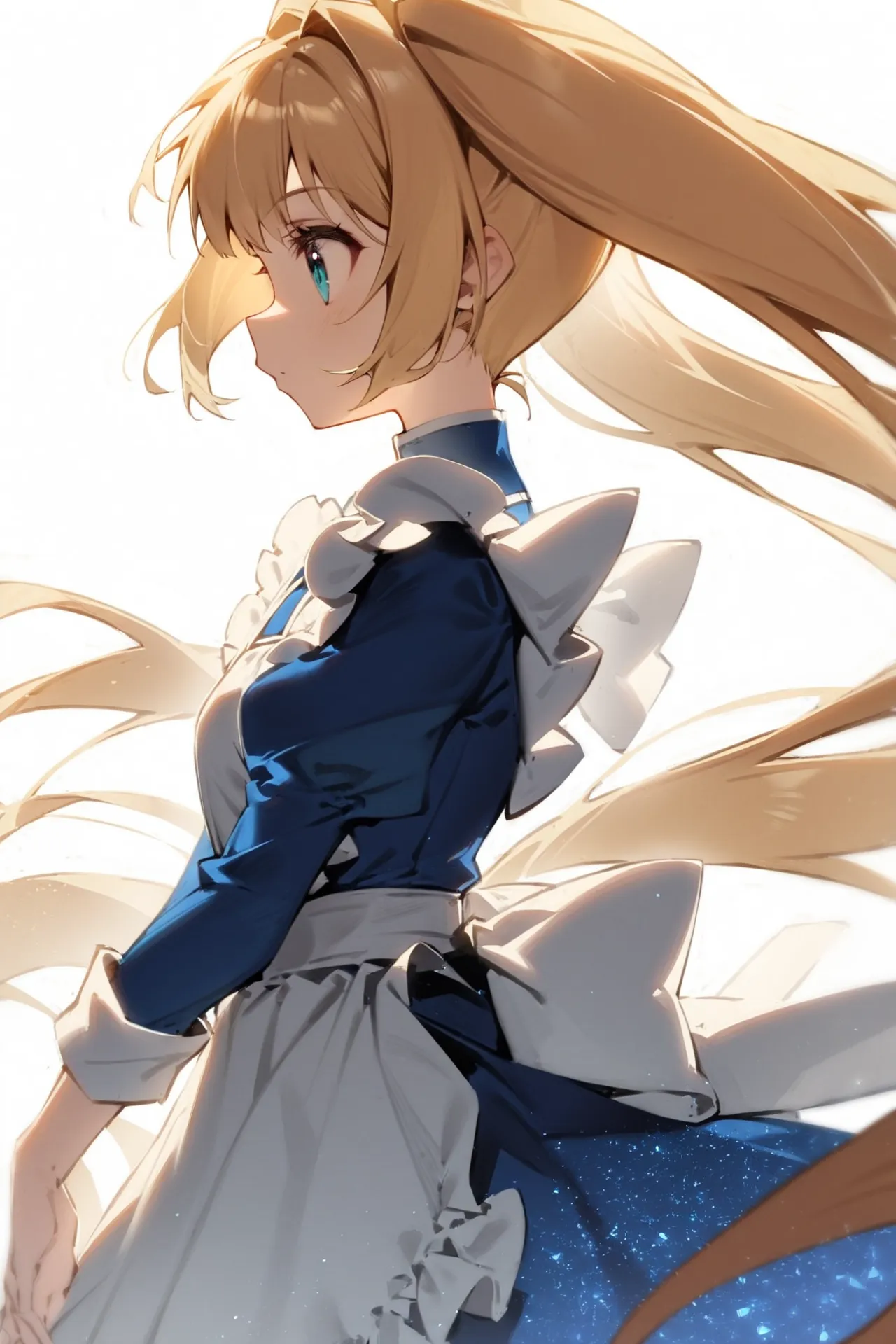 '1girl, from side,\nblonde hair, twintails, blue dress, white apron,\nwhite background,\nAlice in glitterworld\nNegative prompt: (worst quality, low quality:1.4), nsfw\nSteps: 35, Sampler: DPM++ 2M SDE Karras, CFG scale: 7, Seed: 1, Size: 640x960, Model hash: 642b08ca49, Model: ConfusionXL2.0_fp16_vae, VAE hash: 63aeecb90f, VAE: sdxl_vae_0.9.safetensors, Denoising strength: 0.6, Clip skip: 2, Hires upscale: 2, Hires steps: 15, Hires upscaler: ESRGAN_4x, Eta: 0.68, Version: v1.7.0'