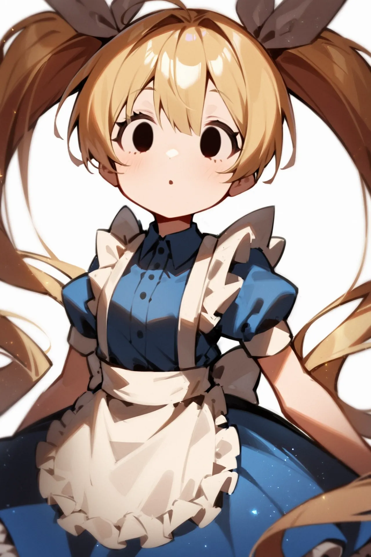 '1girl, solid circle eyes,\nblonde hair, twintails, blue dress, white apron,\nwhite background,\nAlice in glitterworld\nNegative prompt: (worst quality, low quality:1.4), nsfw\nSteps: 35, Sampler: DPM++ 2M SDE Karras, CFG scale: 7, Seed: 1, Size: 640x960, Model hash: 642b08ca49, Model: ConfusionXL2.0_fp16_vae, VAE hash: 63aeecb90f, VAE: sdxl_vae_0.9.safetensors, Denoising strength: 0.6, Clip skip: 2, Hires upscale: 2, Hires steps: 15, Hires upscaler: ESRGAN_4x, Eta: 0.68, Version: v1.7.0'