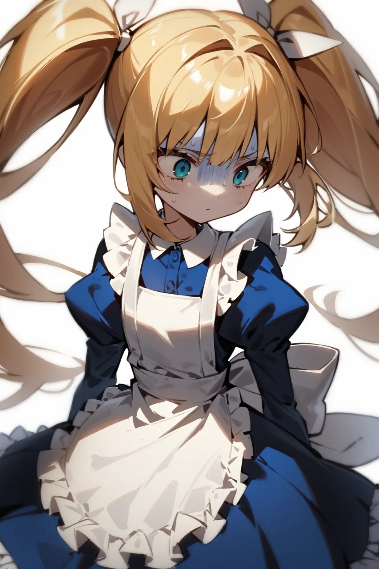 '1girl, turn pale,\nblonde hair, twintails, blue dress, white apron,\nwhite background,\nAlice in glitterworld\nNegative prompt: (worst quality, low quality:1.4), nsfw\nSteps: 35, Sampler: DPM++ 2M SDE Karras, CFG scale: 7, Seed: 1, Size: 640x960, Model hash: 642b08ca49, Model: ConfusionXL2.0_fp16_vae, VAE hash: 63aeecb90f, VAE: sdxl_vae_0.9.safetensors, Denoising strength: 0.6, Clip skip: 2, Hires upscale: 2, Hires steps: 15, Hires upscaler: ESRGAN_4x, Eta: 0.68, Version: v1.7.0'